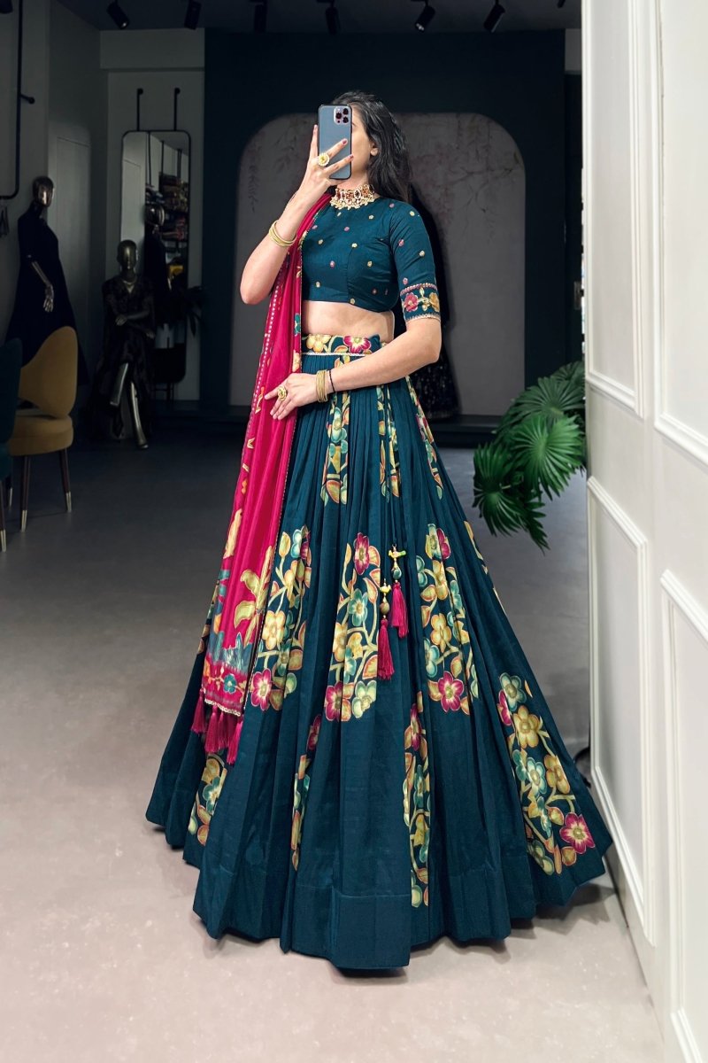 TUSSAR SILK LEHENGA CHOLI WITH DUPATA (WDN124) 02 - suitswala