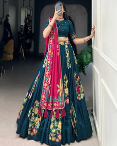 TUSSAR SILK LEHENGA CHOLI WITH DUPATA (WDN124) 02