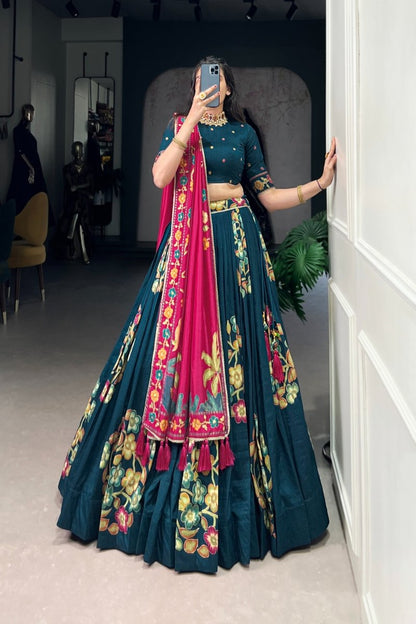 TUSSAR SILK LEHENGA CHOLI WITH DUPATA (WDN124) 02 - suitswala