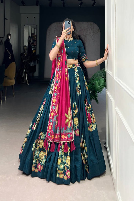 TUSSAR SILK LEHENGA CHOLI WITH DUPATA (WDN124) 02 - suitswala