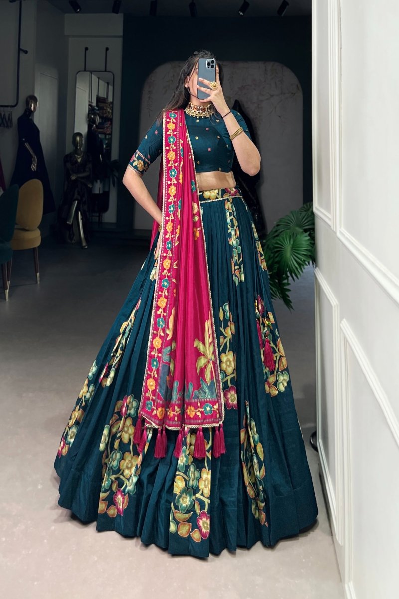 TUSSAR SILK LEHENGA CHOLI WITH DUPATA (WDN124) 02 - suitswala