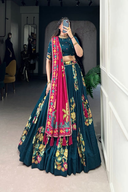 TUSSAR SILK LEHENGA CHOLI WITH DUPATA (WDN124) 02 - suitswala