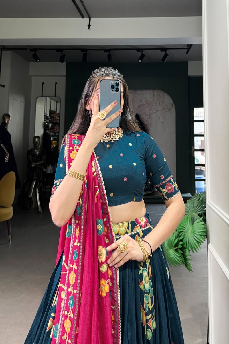 TUSSAR SILK LEHENGA CHOLI WITH DUPATA (WDN124) 02 - suitswala