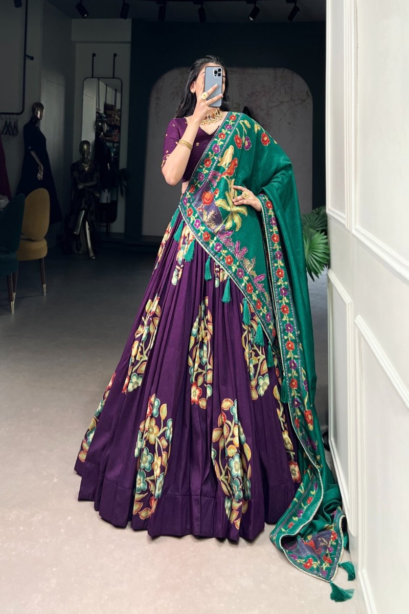 TUSSAR SILK LEHENGA CHOLI WITH DUPATA (WDN124) 03 - suitswala