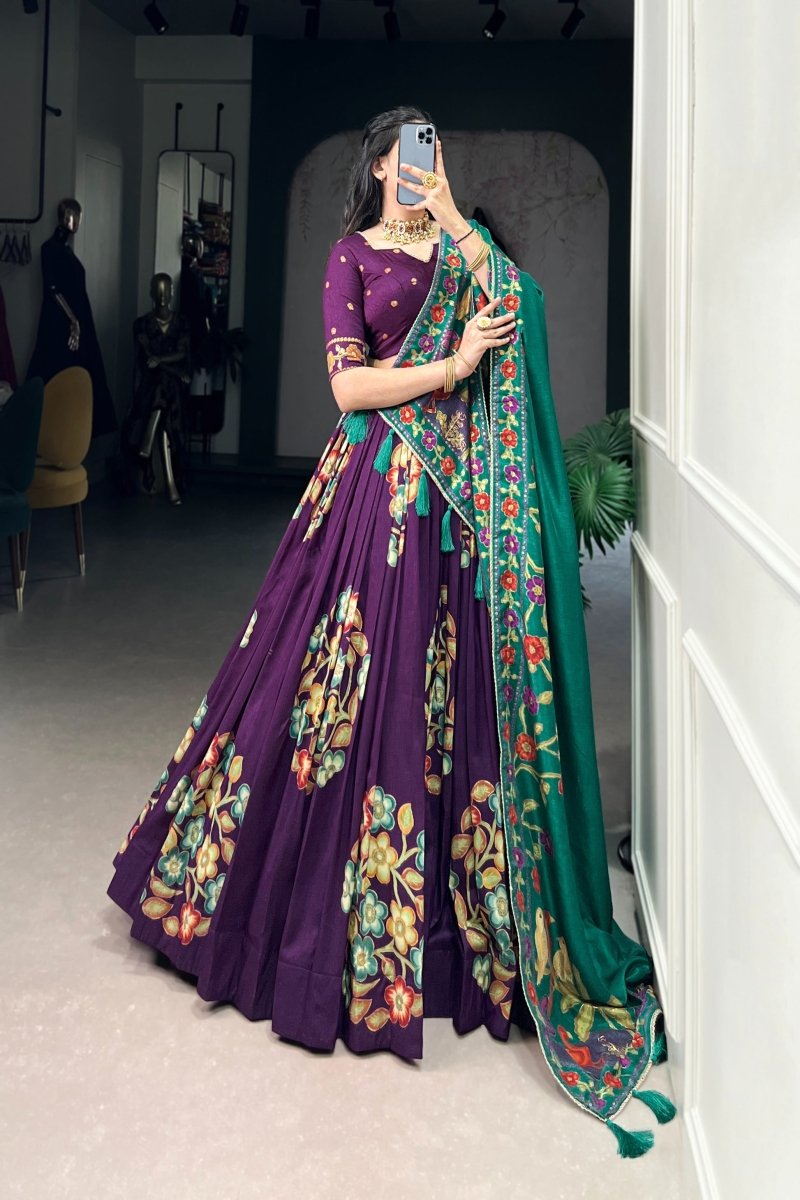 TUSSAR SILK LEHENGA CHOLI WITH DUPATA (WDN124) 03 - suitswala