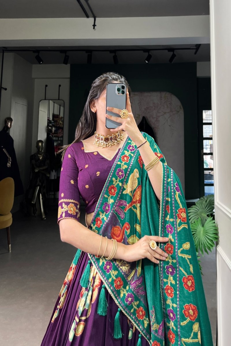 TUSSAR SILK LEHENGA CHOLI WITH DUPATA (WDN124) 03 - suitswala