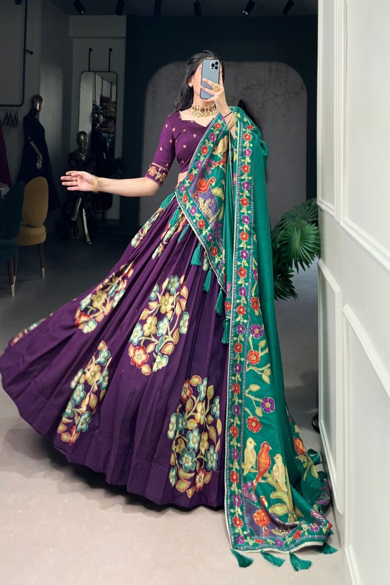 TUSSAR SILK LEHENGA CHOLI WITH DUPATA (WDN124) 03 - suitswala