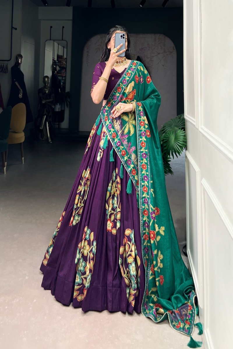 TUSSAR SILK LEHENGA CHOLI WITH DUPATA (WDN124) 03 - suitswala