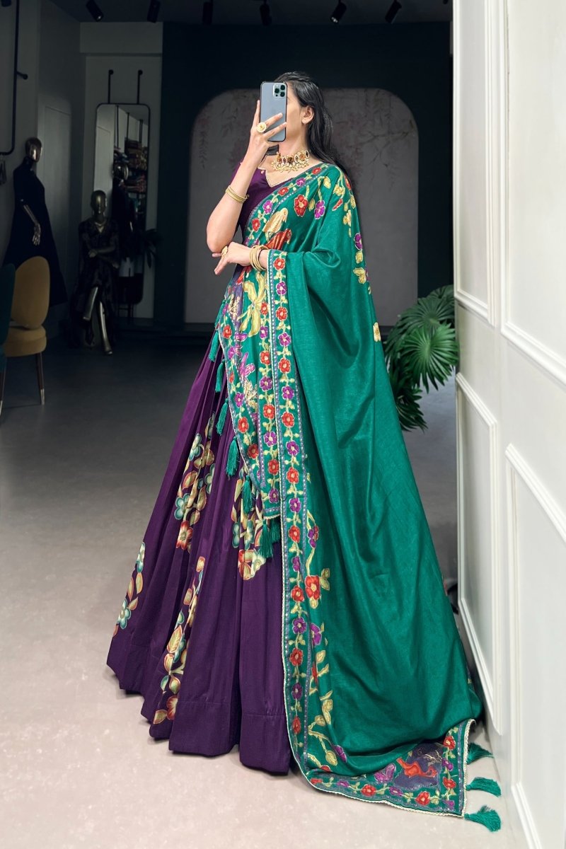 TUSSAR SILK LEHENGA CHOLI WITH DUPATA (WDN124) 03 - suitswala