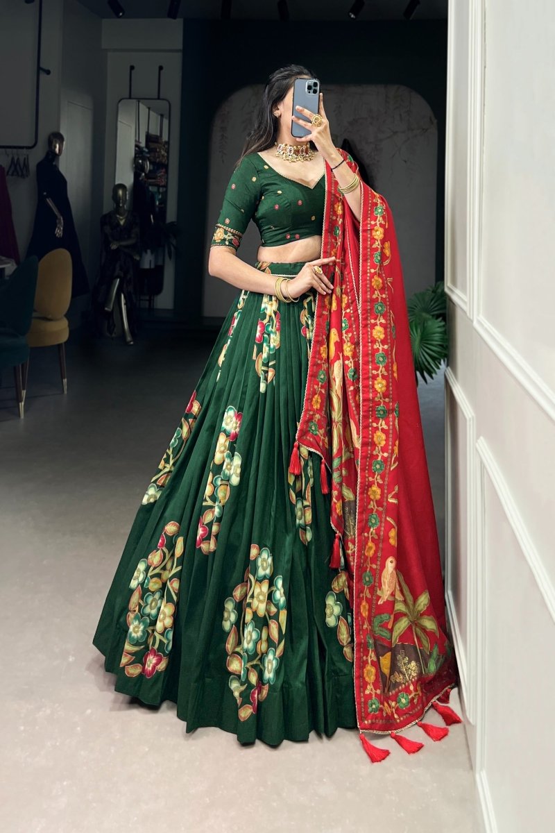 TUSSAR SILK LEHENGA CHOLI WITH DUPATA (WDN124) - suitswala