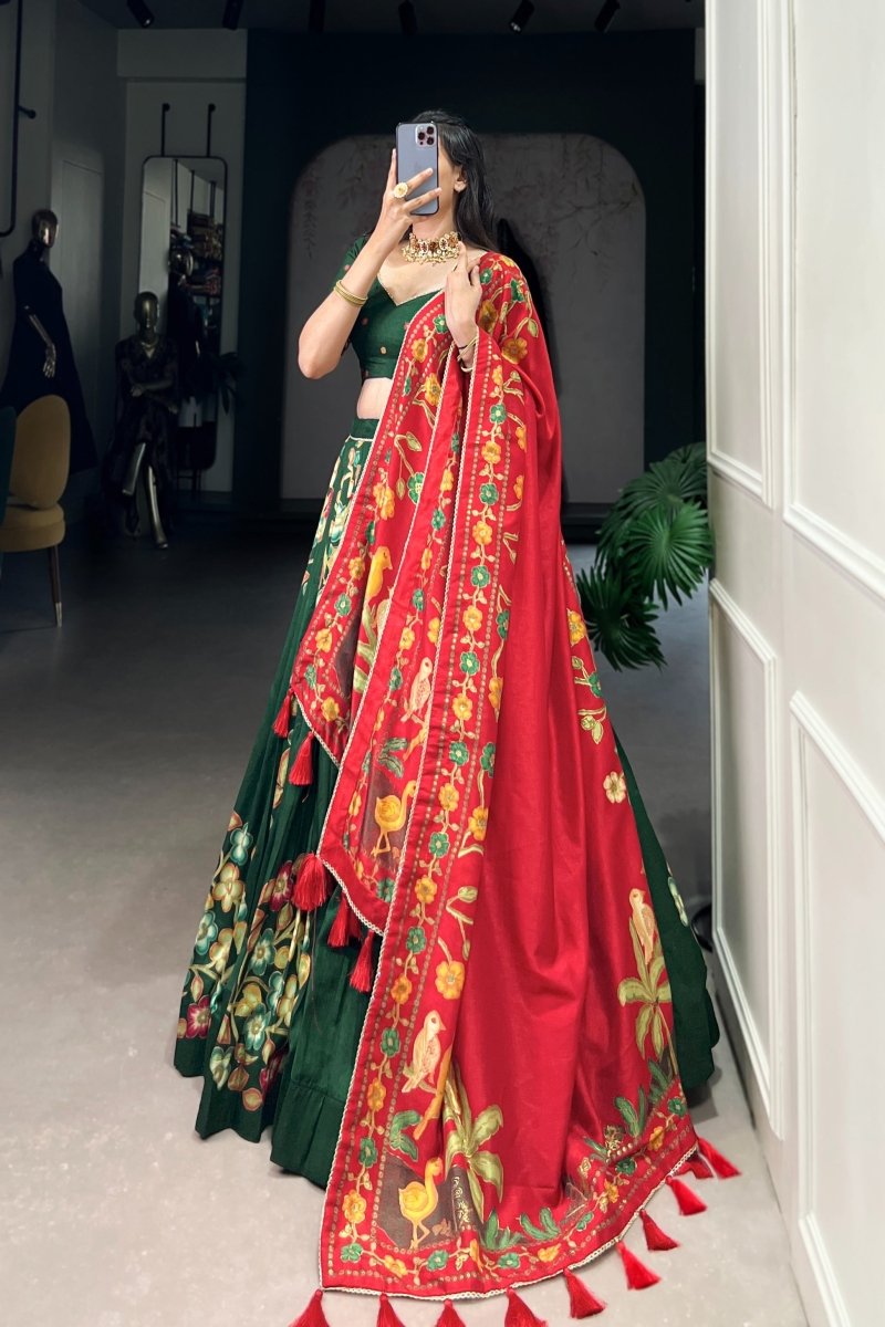 TUSSAR SILK LEHENGA CHOLI WITH DUPATA (WDN124) - suitswala