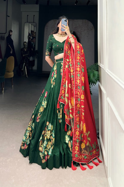 TUSSAR SILK LEHENGA CHOLI WITH DUPATA (WDN124) - suitswala