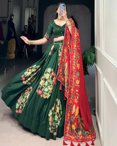TUSSAR SILK LEHENGA CHOLI WITH DUPATA (WDN124)