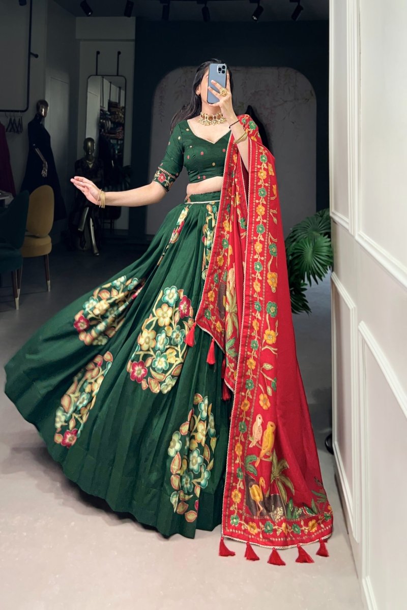 TUSSAR SILK LEHENGA CHOLI WITH DUPATA (WDN124) - suitswala