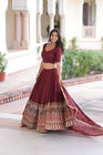 VICHITRA SILK HEAVY SEQUINS AND TREAD EMBROIDERED LEHENGA CHOLI WITH DUPATTA (WDN87) 01 - suitswala