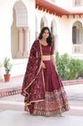 VICHITRA SILK HEAVY SEQUINS AND TREAD EMBROIDERED LEHENGA CHOLI WITH DUPATTA (WDN87) 01 - suitswala