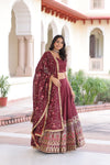 VICHITRA SILK HEAVY SEQUINS AND TREAD EMBROIDERED LEHENGA CHOLI WITH DUPATTA (WDN87) 01 - suitswala