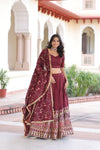 VICHITRA SILK HEAVY SEQUINS AND TREAD EMBROIDERED LEHENGA CHOLI WITH DUPATTA (WDN87) 01 - suitswala