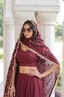 VICHITRA SILK HEAVY SEQUINS AND TREAD EMBROIDERED LEHENGA CHOLI WITH DUPATTA (WDN87) 01 - suitswala
