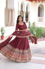 VICHITRA SILK HEAVY SEQUINS AND TREAD EMBROIDERED LEHENGA CHOLI WITH DUPATTA (WDN87) 01 - suitswala