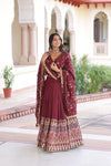 VICHITRA SILK HEAVY SEQUINS AND TREAD EMBROIDERED LEHENGA CHOLI WITH DUPATTA (WDN87) 01 - suitswala