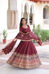 VICHITRA SILK HEAVY SEQUINS AND TREAD EMBROIDERED LEHENGA CHOLI WITH DUPATTA (WDN87) 01 - suitswala