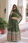 VICHITRA SILK HEAVY SEQUINS AND TREAD EMBROIDERED LEHENGA CHOLI WITH DUPATTA (WDN87) - suitswala