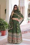 VICHITRA SILK HEAVY SEQUINS AND TREAD EMBROIDERED LEHENGA CHOLI WITH DUPATTA (WDN87) - suitswala