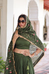 VICHITRA SILK HEAVY SEQUINS AND TREAD EMBROIDERED LEHENGA CHOLI WITH DUPATTA (WDN87) - suitswala