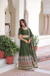 VICHITRA SILK HEAVY SEQUINS AND TREAD EMBROIDERED LEHENGA CHOLI WITH DUPATTA (WDN87) - suitswala