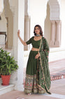 VICHITRA SILK HEAVY SEQUINS AND TREAD EMBROIDERED LEHENGA CHOLI WITH DUPATTA (WDN87) - suitswala