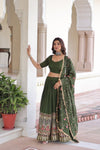 VICHITRA SILK HEAVY SEQUINS AND TREAD EMBROIDERED LEHENGA CHOLI WITH DUPATTA (WDN87) - suitswala