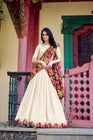 VICHITRA SILK THREAD EMBROIDERED AND KALAMKARI PRINTED LEHENGA CHOLI WITH DUPATTA (WDN89) 01 - suitswala