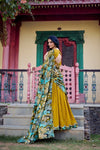 VICHITRA SILK THREAD EMBROIDERED AND KALAMKARI PRINTED LEHENGA CHOLI WITH DUPATTA (WDN89) 03 - suitswala