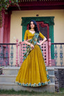 VICHITRA SILK THREAD EMBROIDERED AND KALAMKARI PRINTED LEHENGA CHOLI WITH DUPATTA (WDN89) 03 - suitswala