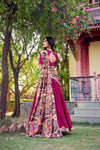 VICHITRA SILK THREAD EMBROIDERED AND KALAMKARI PRINTED LEHENGA CHOLI WITH DUPATTA (WDN89) - suitswala