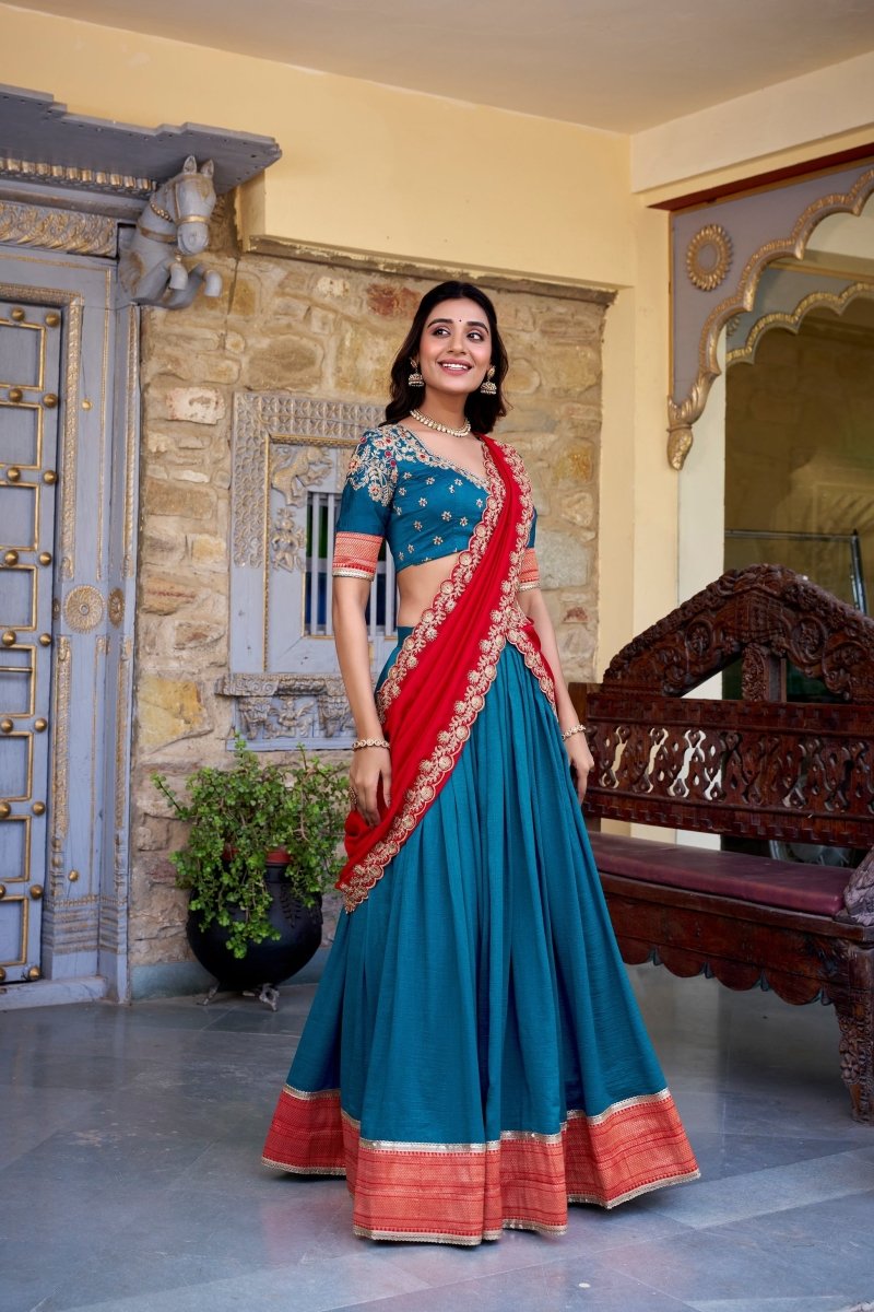 VICHITRA SILK ZARI WEAVINGWORK LEHENGA CHOLI WITH DUPATTA (WDN126) 03 - suitswala