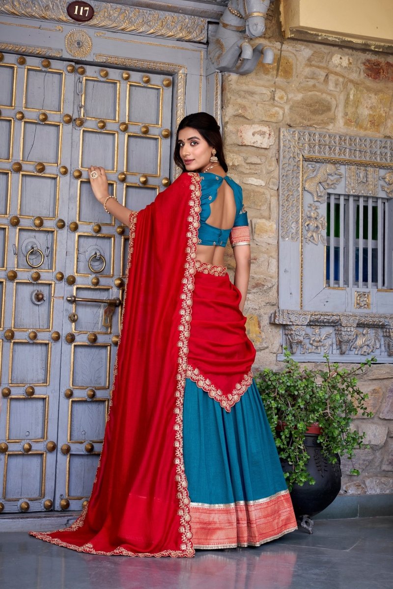 VICHITRA SILK ZARI WEAVINGWORK LEHENGA CHOLI WITH DUPATTA (WDN126) 03 - suitswala