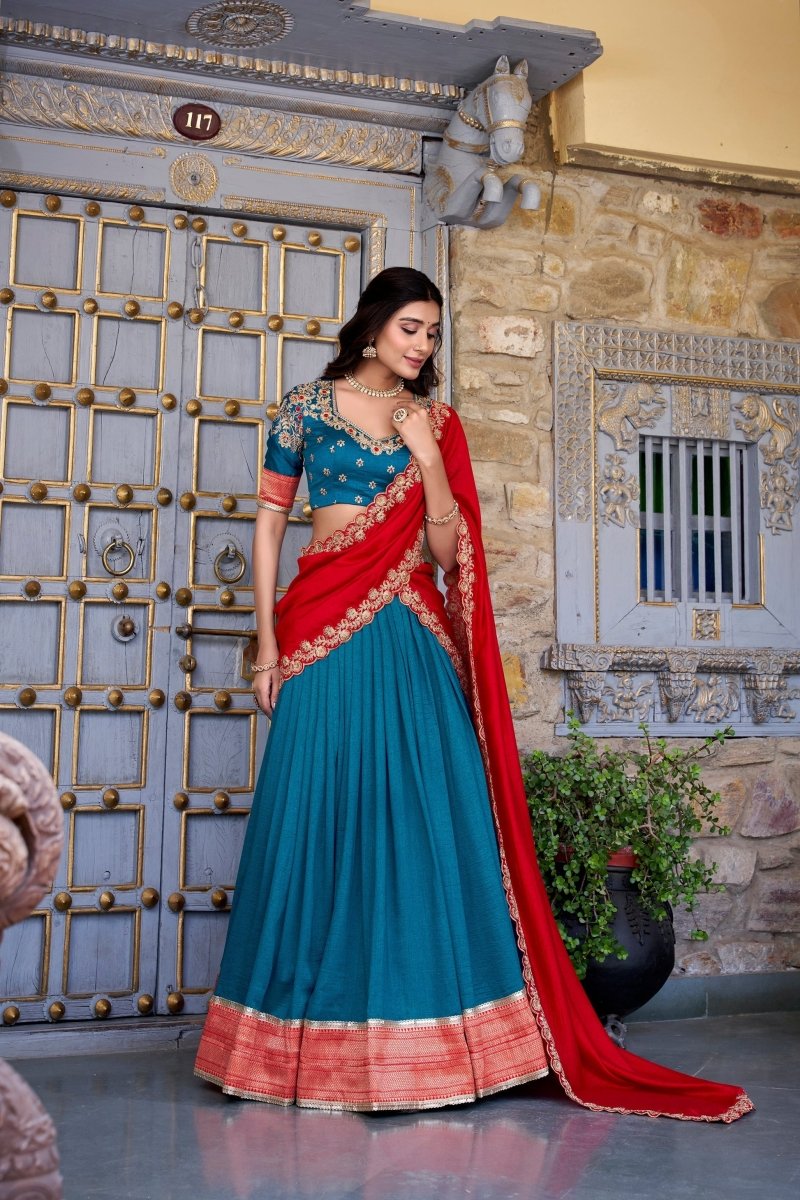 VICHITRA SILK ZARI WEAVINGWORK LEHENGA CHOLI WITH DUPATTA (WDN126) 03 - suitswala