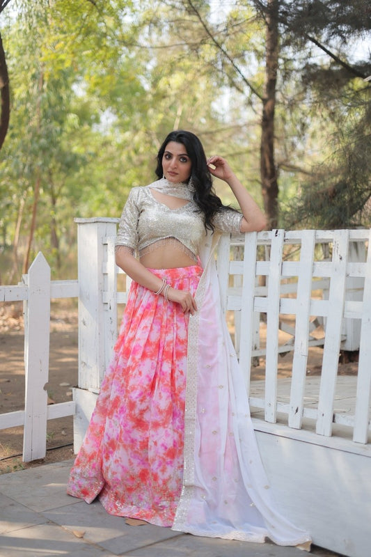 WEDDING SPECIAL FAUX GEORGETTE HEAVY SEQUINS EMBROIDERED LEHENGA CHOLI (WDN113) - suitswala