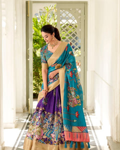 WEDDING SPECIAL KALAMKARI PRINTED LEHENGA CHOLI (WDN116) 02