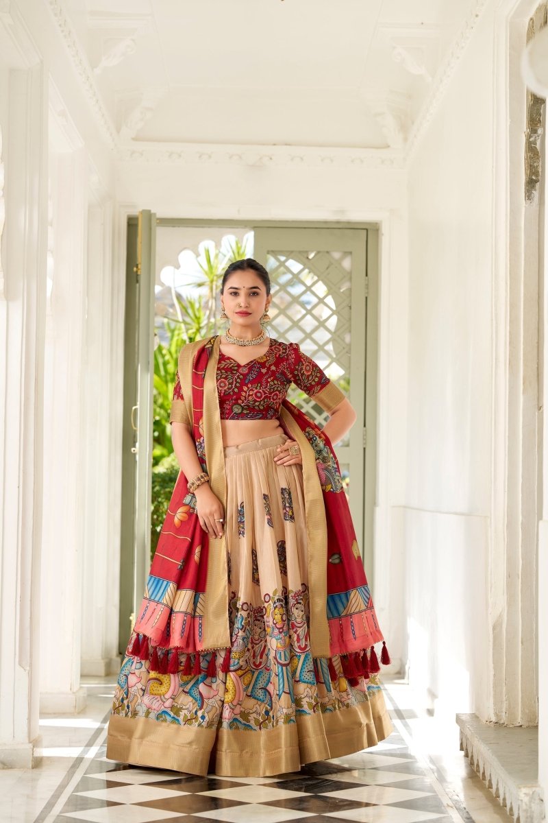 WEDDING SPECIAL KALAMKARI PRINTED LEHENGA CHOLI (WDN116) - suitswala