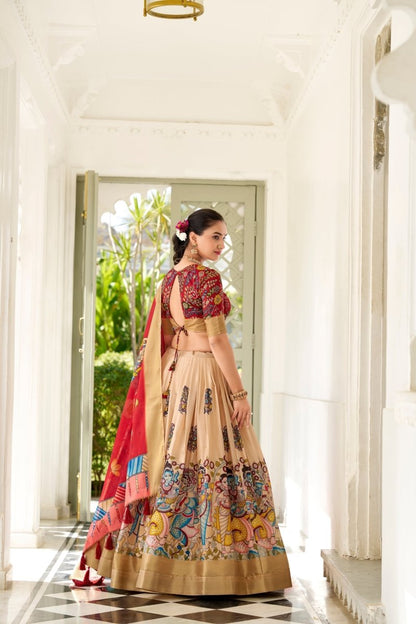 WEDDING SPECIAL KALAMKARI PRINTED LEHENGA CHOLI (WDN116) - suitswala