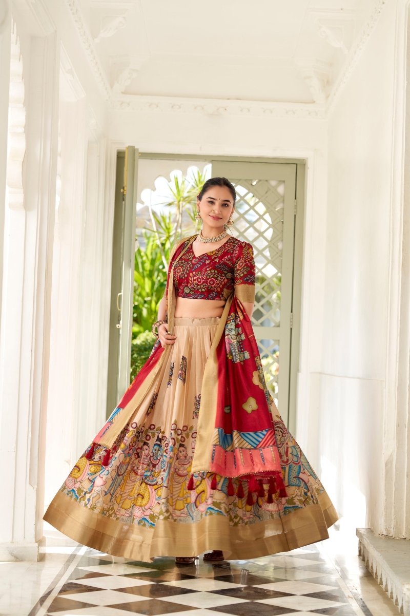 WEDDING SPECIAL KALAMKARI PRINTED LEHENGA CHOLI (WDN116) - suitswala