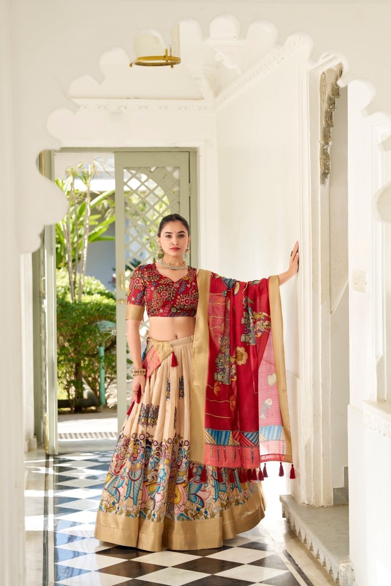 WEDDING SPECIAL KALAMKARI PRINTED LEHENGA CHOLI (WDN116) - suitswala