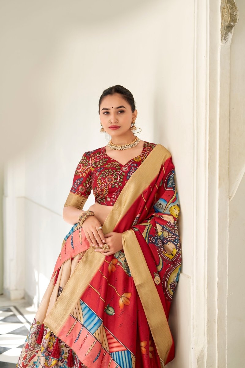 WEDDING SPECIAL KALAMKARI PRINTED LEHENGA CHOLI (WDN116) - suitswala