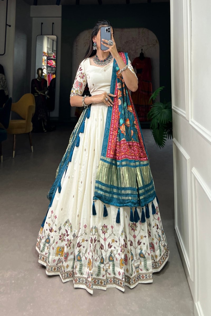 WEDDING SPECIAL KHADI COTTON LEHENGA CHOLI WITH GAJI SILK DUPATTA (WDN101)01 - suitswala