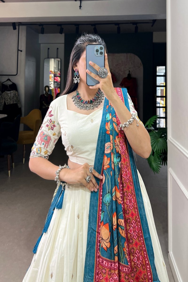 WEDDING SPECIAL KHADI COTTON LEHENGA CHOLI WITH GAJI SILK DUPATTA (WDN101)01 - suitswala