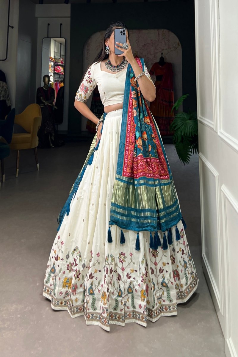 WEDDING SPECIAL KHADI COTTON LEHENGA CHOLI WITH GAJI SILK DUPATTA (WDN101)01 - suitswala