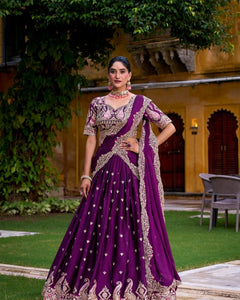 WEDDING SPECIAL RANGOLI SILK SEQUINS EMNROIDERED LEHENGA CHOLI WITH DUPATTA (WDN100)
